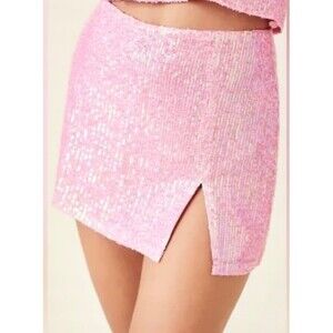 NWT Altar'd State pink sequin iredescent mini skirt